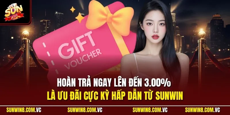  Hoàn trả ngay lên đến 3.00% là ưu đãi cực kỳ hấp dẫn từ SUNWIN